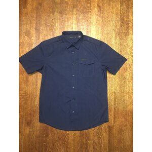 Sean John Men's Navy Short Sleeve Button-Up Shirt Size Medium